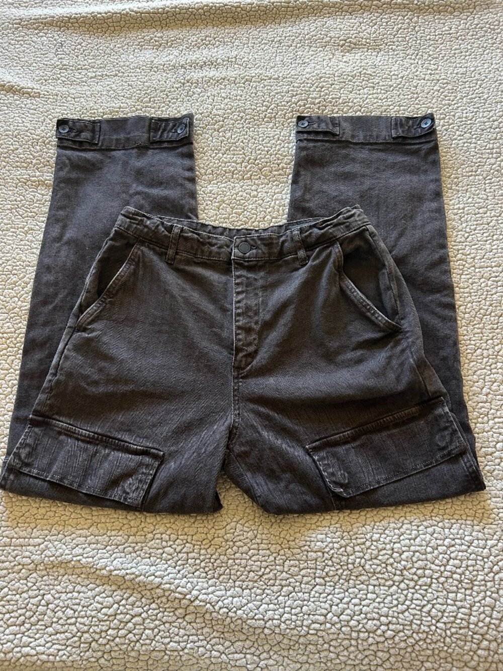 AG Adriano Goldschmied - black cotton 'Knoxx Cargo' high rise baggy boyfriend